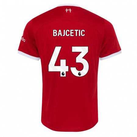 Kandiny Hombre Camiseta Stefan Bajcetic #43 Rojo 1ª Equipación 2023/24 La Camisa