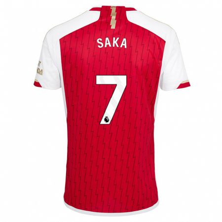 Kandiny Uomo Maglia Bukayo Saka #7 Rosso Kit Gara Home 2023/24 Maglietta