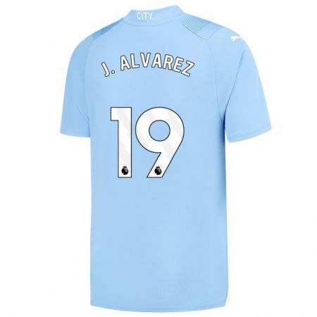 Kandiny Hombre Camiseta Julián Álvarez #19 Azul Claro 1ª Equipación 2023/24 La Camisa