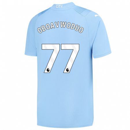 Kandiny Heren Justin Oboavwoduo #77 Lichtblauw Thuisshirt Thuistenue 2023/24 T-Shirt België