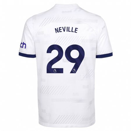 Kandiny Uomo Maglia Ashleigh Neville #29 Bianco Kit Gara Home 2023/24 Maglietta