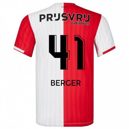 Kandiny Heren Mannou Berger #41 Rood Wit Thuisshirt Thuistenue 2023/24 T-Shirt België