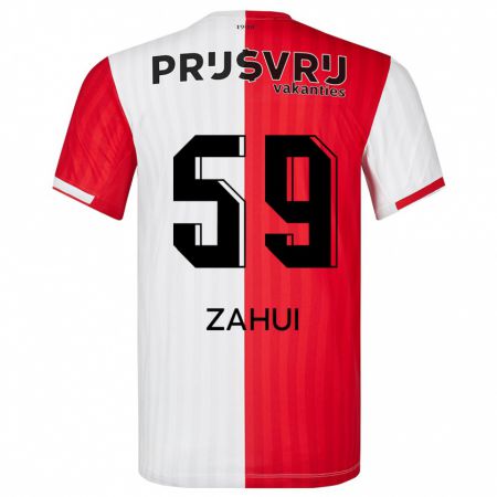 Kandiny Uomo Maglia Nesta Zahui #59 Rosso Bianco Kit Gara Home 2023/24 Maglietta