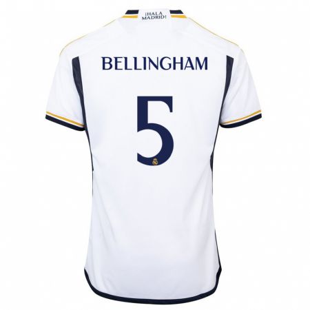 Kandiny Uomo Maglia Jude Bellingham #5 Bianco Kit Gara Home 2023/24 Maglietta