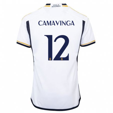 Kandiny Heren Eduardo Camavinga #12 Wit Thuisshirt Thuistenue 2023/24 T-Shirt België