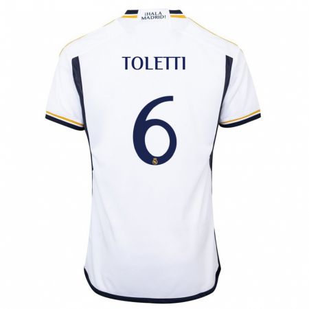 Kandiny Uomo Maglia Sandie Toletti #6 Bianco Kit Gara Home 2023/24 Maglietta