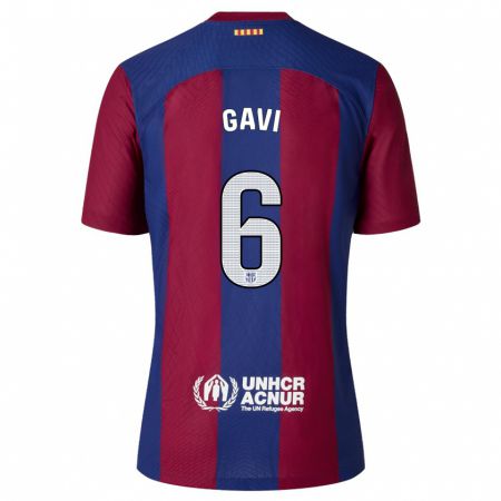 Kandiny Hombre Camiseta Gavi #6 Rojo Azul 1ª Equipación 2023/24 La Camisa