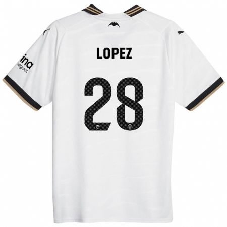 Kandiny Uomo Maglia Saray Lopez #28 Bianco Kit Gara Home 2023/24 Maglietta