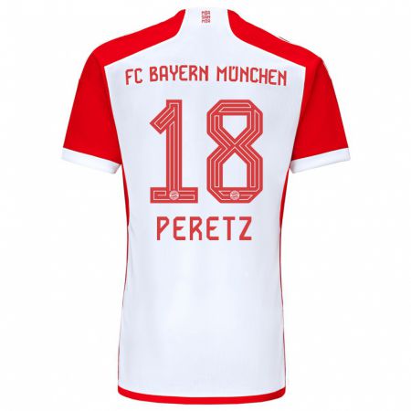 Kandiny Hombre Camiseta Daniel Peretz #18 Rojo Blanco 1ª Equipación 2023/24 La Camisa