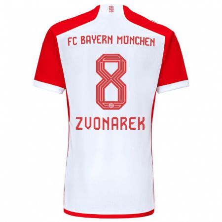 Kandiny Heren Lovro Zvonarek #8 Rood Wit Thuisshirt Thuistenue 2023/24 T-Shirt België