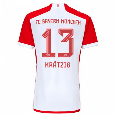 Kandiny Uomo Maglia Frans Krätzig #13 Rosso Bianco Kit Gara Home 2023/24 Maglietta