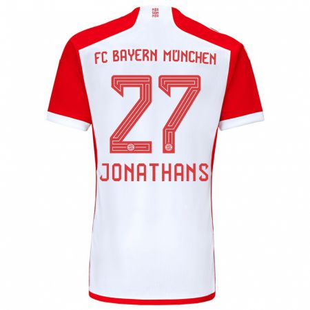 Kandiny Hombre Camiseta David Jonathans #27 Rojo Blanco 1ª Equipación 2023/24 La Camisa