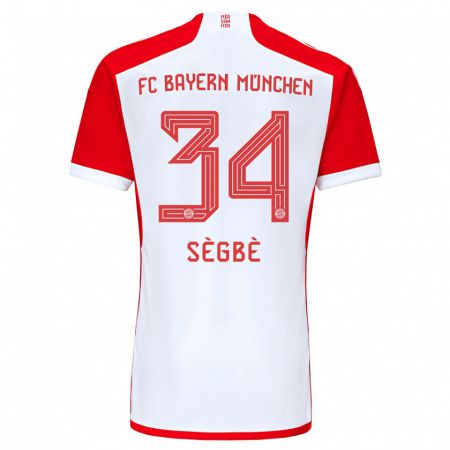 Kandiny Hombre Camiseta Désiré Sègbè #34 Rojo Blanco 1ª Equipación 2023/24 La Camisa