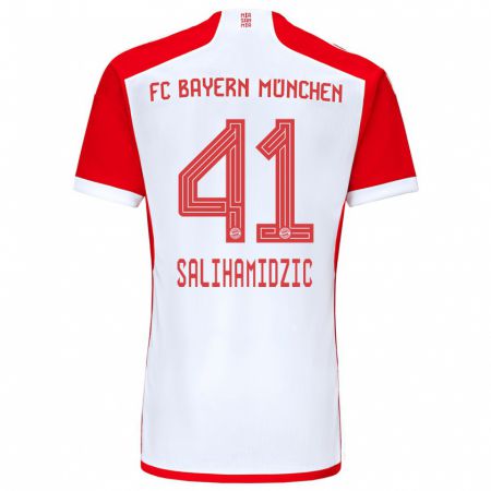 Kandiny Herren Nick Salihamidzic #41 Rot-Weiss Heimtrikot Trikot 2023/24 T-Shirt Österreich