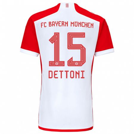 Kandiny Hombre Camiseta Grayson Dettoni #15 Rojo Blanco 1ª Equipación 2023/24 La Camisa