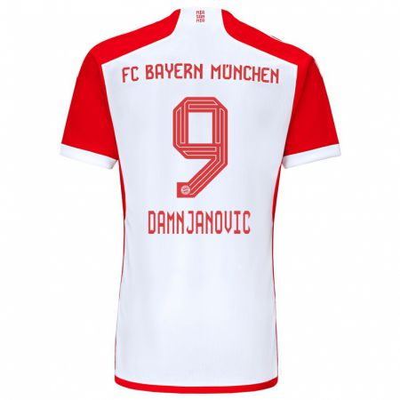 Kandiny Hombre Camiseta Jovana Damnjanovic #9 Rojo Blanco 1ª Equipación 2023/24 La Camisa