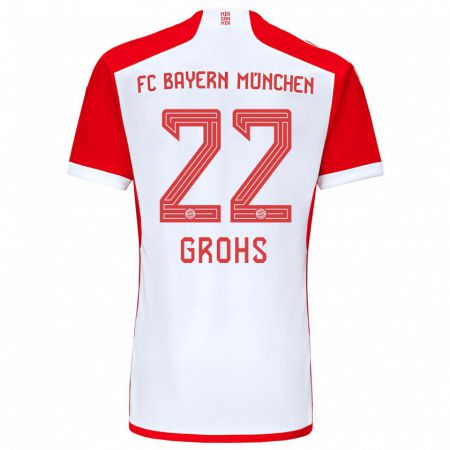 Kandiny Hombre Camiseta Maria Luisa Grohs #22 Rojo Blanco 1ª Equipación 2023/24 La Camisa