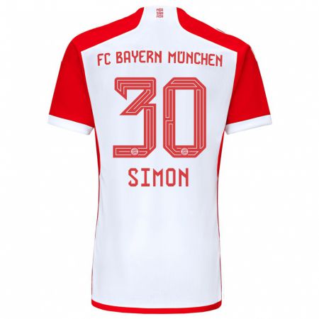 Kandiny Hombre Camiseta Carolin Simon #30 Rojo Blanco 1ª Equipación 2023/24 La Camisa