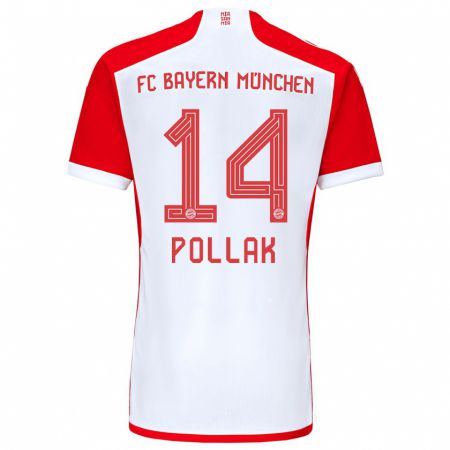 Kandiny Hombre Camiseta Florian Pollak #14 Rojo Blanco 1ª Equipación 2023/24 La Camisa