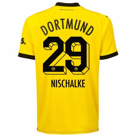 Kandiny Hombre Camiseta Jermain Nischalke #29 Amarillo 1ª Equipación 2023/24 La Camisa