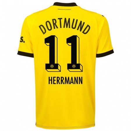 Kandiny Hombre Camiseta Charles Herrmann #11 Amarillo 1ª Equipación 2023/24 La Camisa