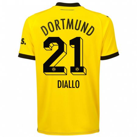 Kandiny Hombre Camiseta Ousmane Diallo #21 Amarillo 1ª Equipación 2023/24 La Camisa