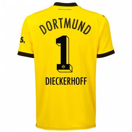 Kandiny Hombre Camiseta Max Dieckerhoff #1 Amarillo 1ª Equipación 2023/24 La Camisa