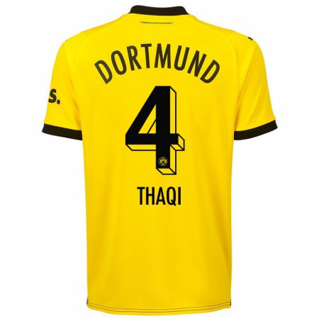 Kandiny Hombre Camiseta Albin Thaqi #4 Amarillo 1ª Equipación 2023/24 La Camisa