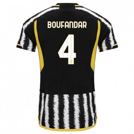 Kandiny Hombre Camiseta Adam Boufandar #4 Blanco Negro 1ª Equipación 2023/24 La Camisa