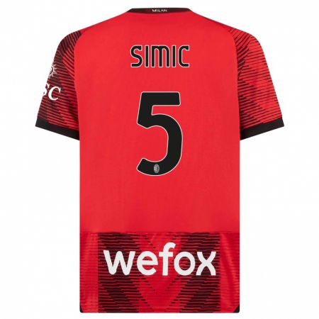 Kandiny Uomo Maglia Jan-Carlo Simic #5 Rosso Nero Kit Gara Home 2023/24 Maglietta