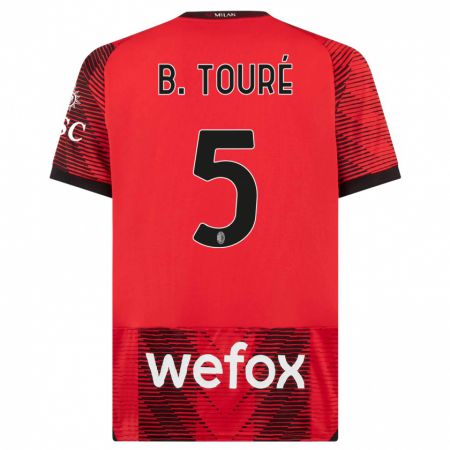 Kandiny Heren Fode Ballo-Toure #5 Rood Zwart Thuisshirt Thuistenue 2023/24 T-Shirt België