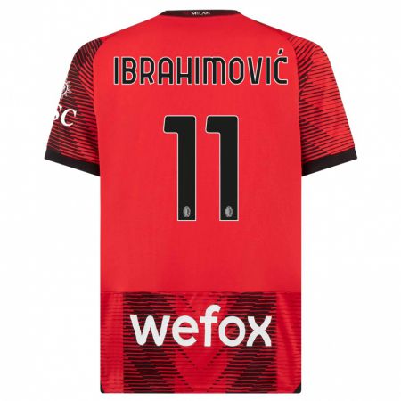 Kandiny Uomo Maglia Zlatan Ibrahimovic #11 Rosso Nero Kit Gara Home 2023/24 Maglietta