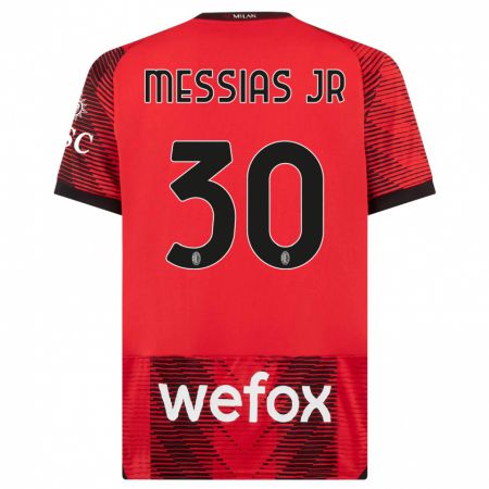 Kandiny Uomo Maglia Junior Messias #30 Rosso Nero Kit Gara Home 2023/24 Maglietta