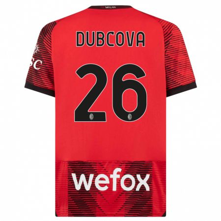 Kandiny Hombre Camiseta Michaela Dubcova #26 Negro Rojo 1ª Equipación 2023/24 La Camisa