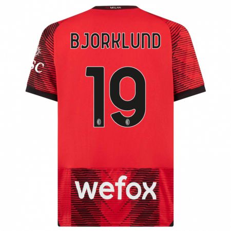 Kandiny Hombre Camiseta Lukas Bjorklund #19 Negro Rojo 1ª Equipación 2023/24 La Camisa