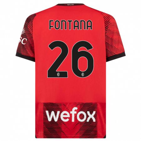 Kandiny Hombre Camiseta Francesco Fontana #26 Negro Rojo 1ª Equipación 2023/24 La Camisa