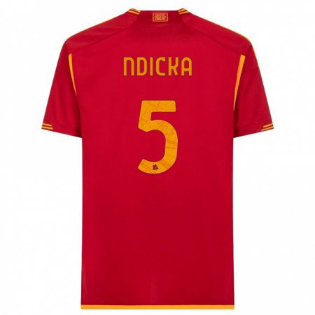 Kandiny Uomo Maglia Evan Ndicka #5 Rosso Kit Gara Home 2023/24 Maglietta