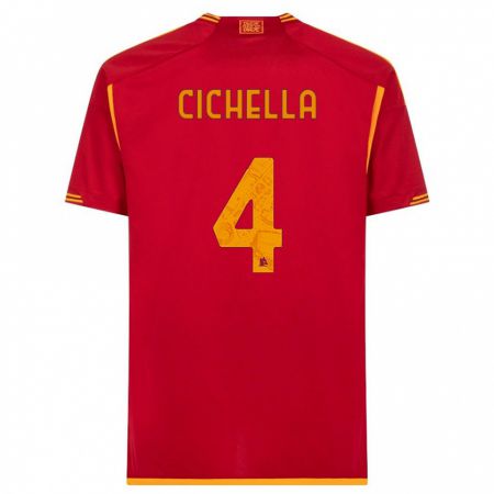 Kandiny Uomo Maglia Matteo Cichella #4 Rosso Kit Gara Home 2023/24 Maglietta