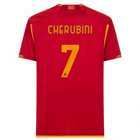 Kandiny Hombre Camiseta Luigi Cherubini #7 Rojo 1ª Equipación 2023/24 La Camisa