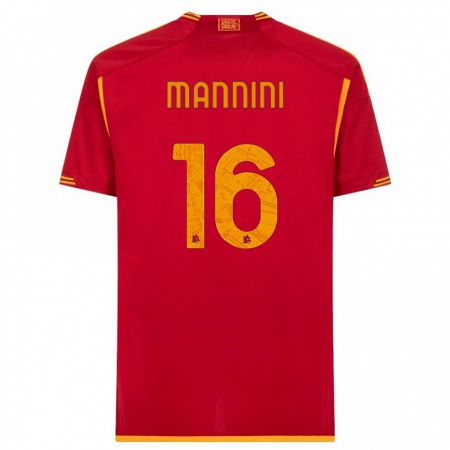 Kandiny Uomo Maglia Mattia Mannini #16 Rosso Kit Gara Home 2023/24 Maglietta