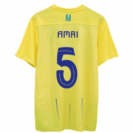 Kandiny Uomo Maglia Abdulelah Al-Amri #5 Giallo Kit Gara Home 2023/24 Maglietta