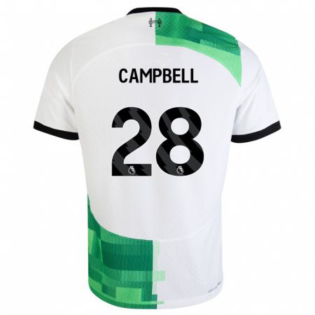 Kandiny Uomo Maglia Megan Campbell #28 Bianco Verde Kit Gara Away 2023/24 Maglietta