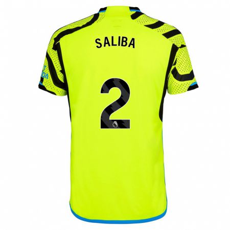 Kandiny Uomo Maglia William Saliba #2 Giallo Kit Gara Away 2023/24 Maglietta