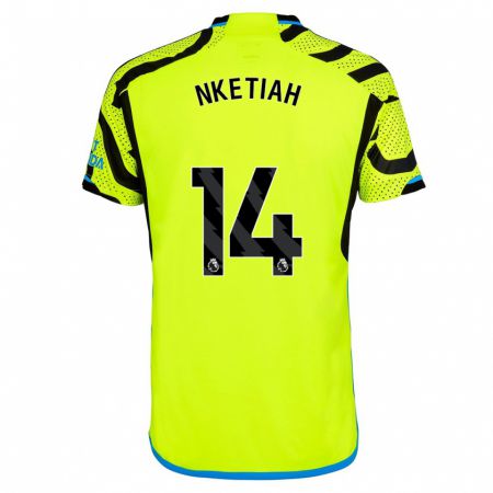 Kandiny Uomo Maglia Eddie Nketiah #14 Giallo Kit Gara Away 2023/24 Maglietta