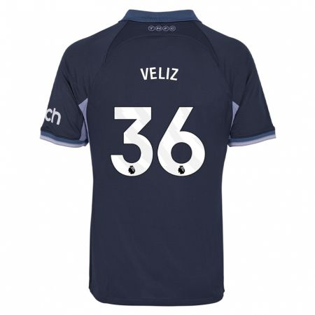 Kandiny Uomo Maglia Alejo Véliz #36 Blu Scuro Kit Gara Away 2023/24 Maglietta