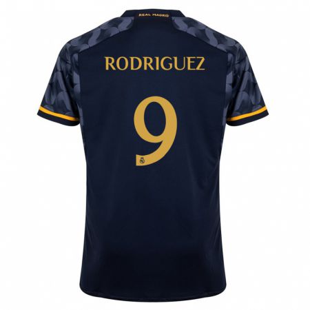 Kandiny Uomo Maglia Álvaro Rodríguez #9 Blu Scuro Kit Gara Away 2023/24 Maglietta