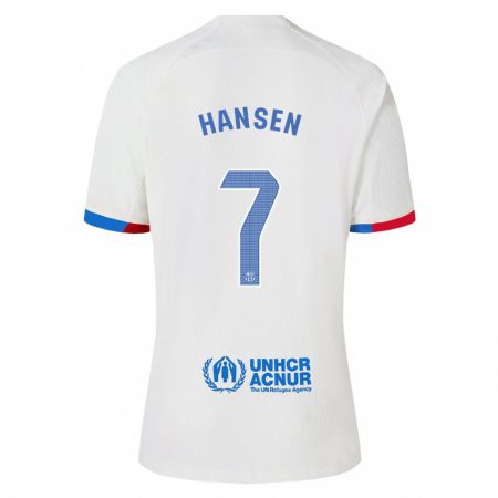 Kandiny Uomo Maglia Caroline Graham Hansen #7 Bianco Kit Gara Away 2023/24 Maglietta