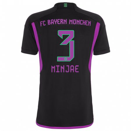 Kandiny Hombre Camiseta Min-Jae Kim #3 Negro 2ª Equipación 2023/24 La Camisa