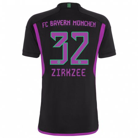 Kandiny Uomo Maglia Joshua Zirkzee #32 Nero Kit Gara Away 2023/24 Maglietta