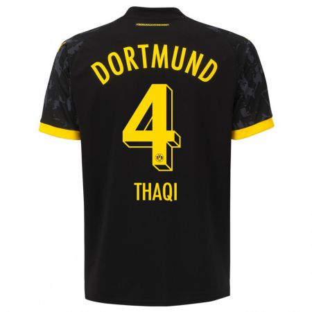 Kandiny Hombre Camiseta Albin Thaqi #4 Negro 2ª Equipación 2023/24 La Camisa